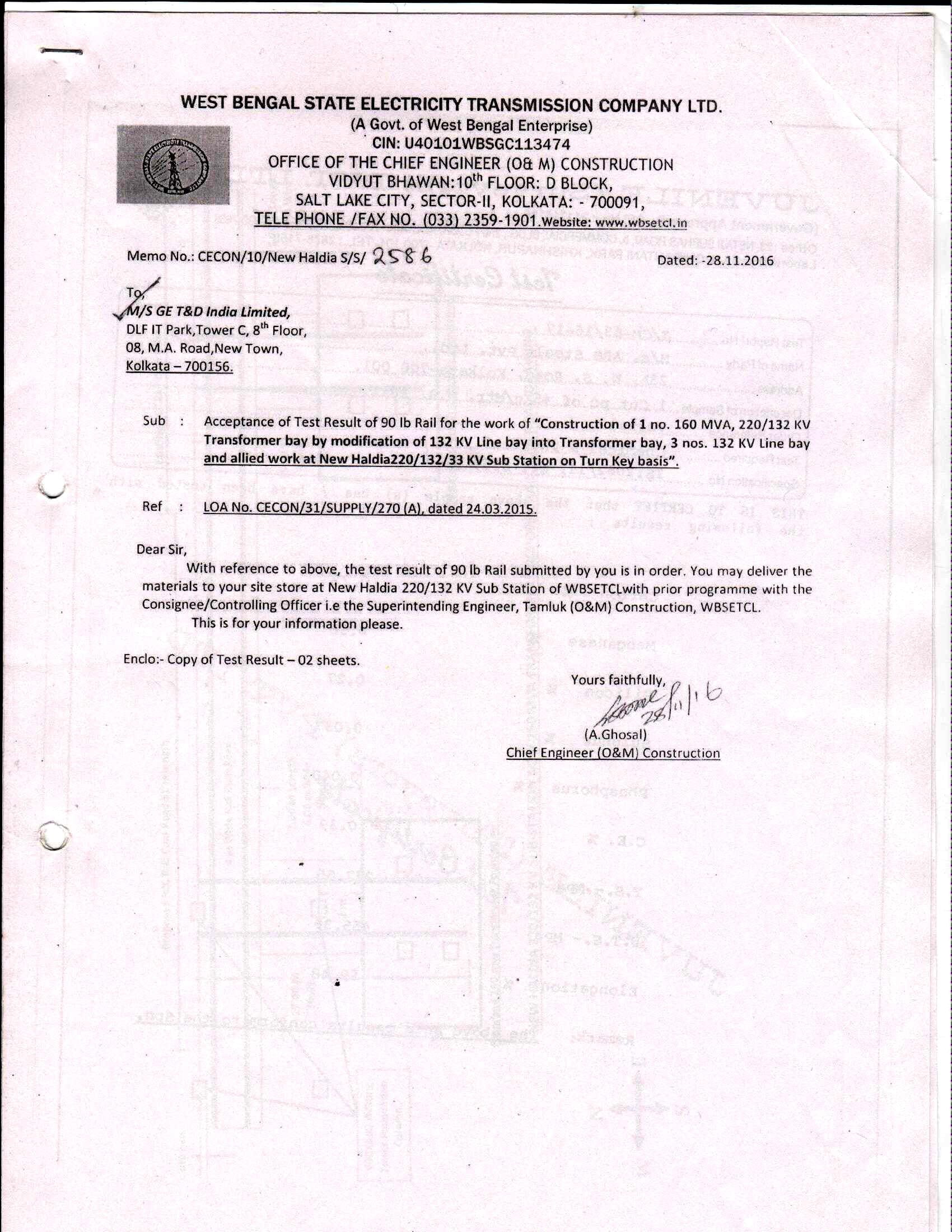 WEST BENGAL STATE ELECTRICITY (GE T&D INDIA LIMITED)